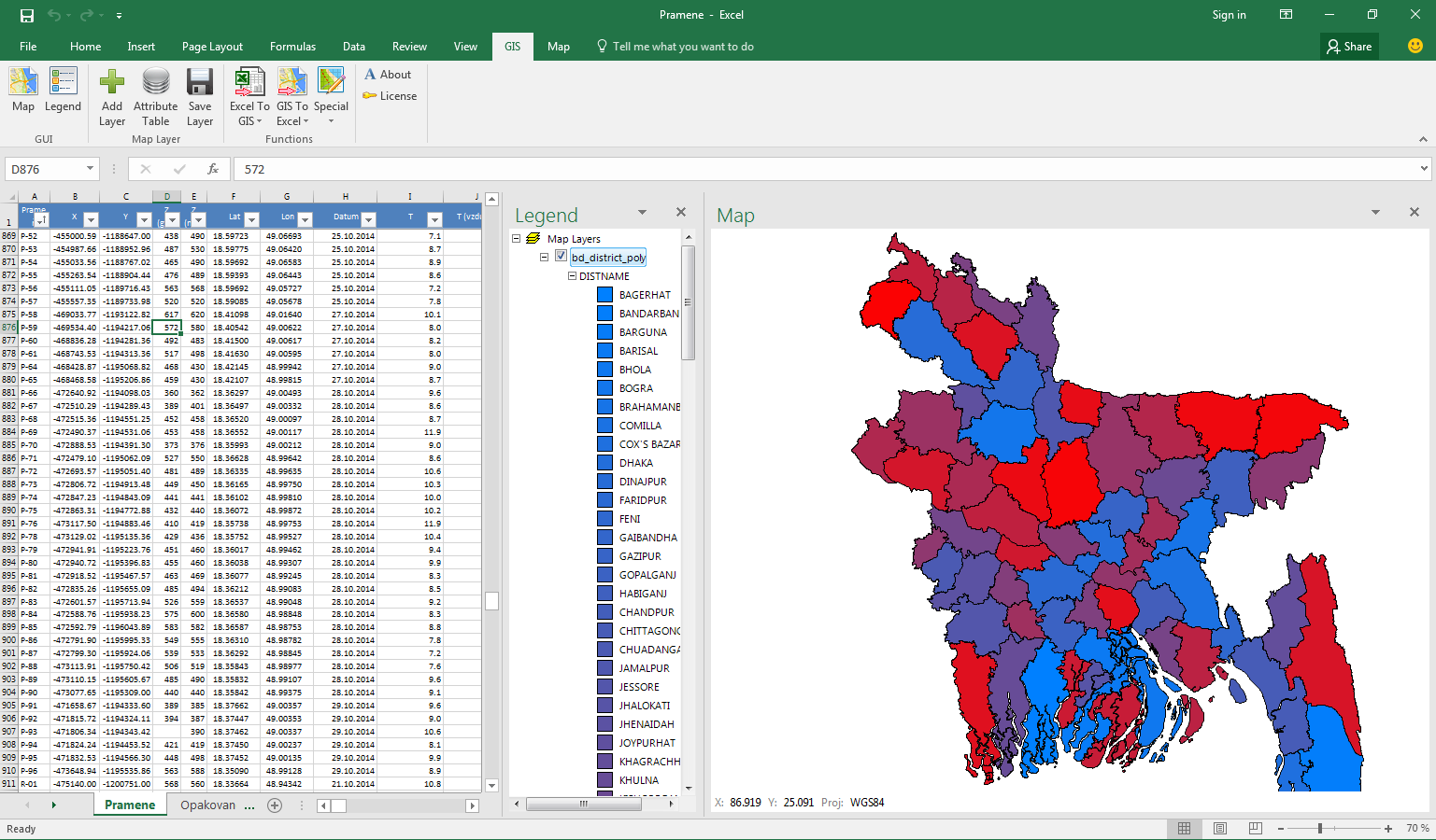 GIS Map In Excel 
